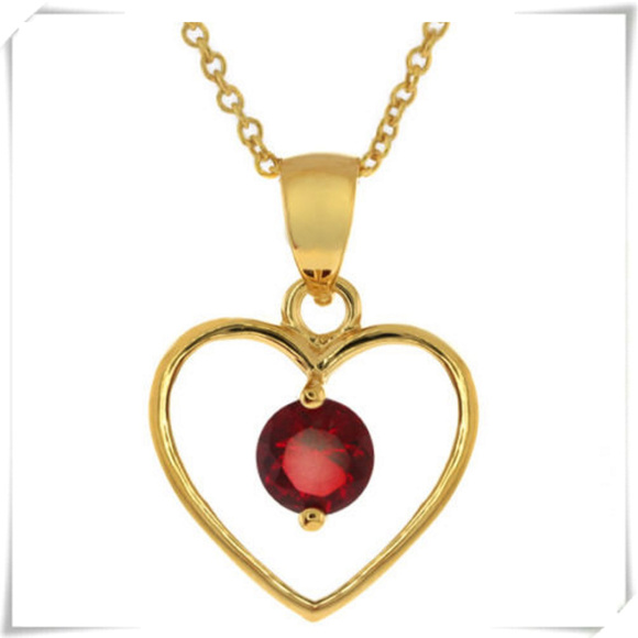 ❤️5/$15💚 Dainty Small Tiny Gold Heart With Red Crystal Pendant - Picture 1 of 2